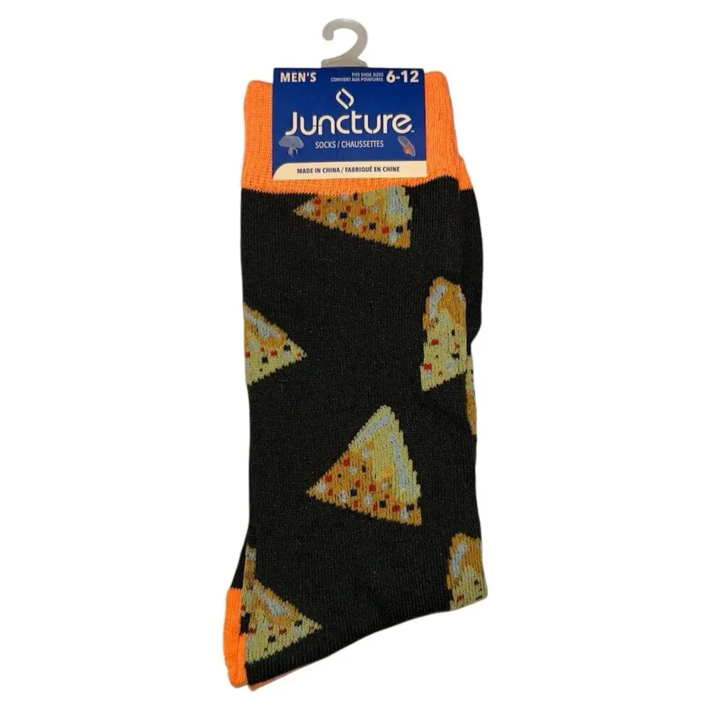 1x Juncture Mens Crew Socks Pizza Size 6-12